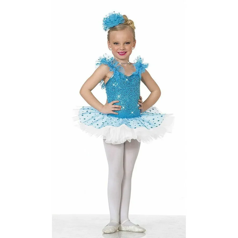 Pre-Owned Dance Costume Art Stone 2126 XXL Child Turquoise Ballet Sequin
